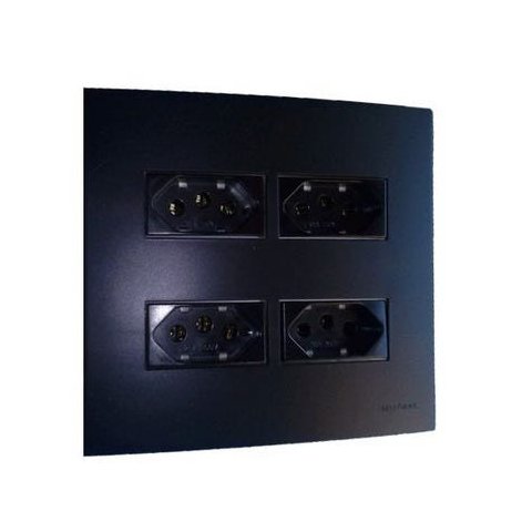 Conjunto 4x4" Linha Clean Preto Fosco - 4 Tomadas 10 A 2p+t Separadas