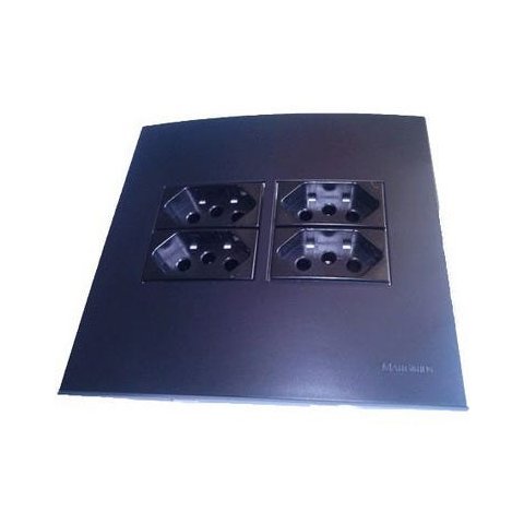 Conjunto 4x4" Linha Clean Preto Fosco - 4 Tomadas 10 A2p+t juntas