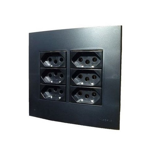 Conjunto 4x4" Linha Clean Preto Fosco - 6 Tomadas 2p+t 20 A