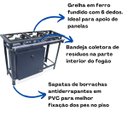 Ver imagem 2 de Fogão Industrial 3 Bocas Alta Pressão P7 com Forno 66L Tampa Pintada Metalfour