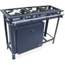 Ver imagem 1 de Fogão Industrial 3 Bocas Alta Pressão P7 com Forno 66L Tampa Pintada Metalfour