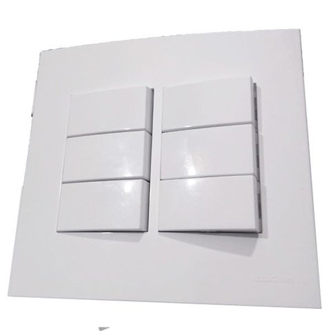 Conjunto 4x4 Linha Sleek Branco Alto brilho - 6 Interruptor Simples