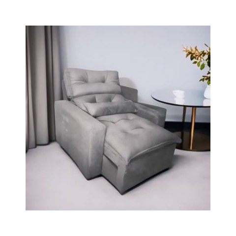 Poltrona do Papai Retrátil e Reclinável em Tecido Suede:cinza