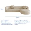 Ver imagem 3 de Sofá Modular Celinne Luxuoso Sala de Estar Decoração Luxo 265cm Bouclé