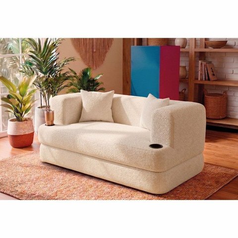 Sofá Cama Muna 1,50m Xpand Tech Tecido Bouclê Cama Inbox