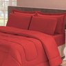 Kit Edredom Confort Casa Dona Dupla Face Casal Queen 6 Pçs com Lençol Vermelho - 4