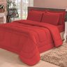 Kit Edredom Confort Casa Dona Dupla Face Casal Queen 6 Pçs com Lençol Vermelho - 1