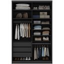 Ver imagem 3 de Closet Solteiro 1 Porta de Correr com Espelho 3 Gavetas 139cm Mdf Sonni R02 Preto - Lyam Decor
