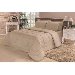 Kit Edredom Aconchego Casa Dona Dupla Face Casal Queen 6 Pçs com Lençol Bege - 2