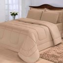 Ver imagem 1 de Kit Edredom Confort Casa Dona Dupla Face Casal Queen 6 Pçs com Lençol Bege