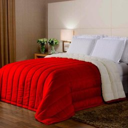 Coberdrom Sherpa 2 em 1 Noites Quentinhas Casal Queen Vermelho Casa Dona - 1