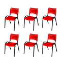 Ver imagem 2 de Kit 6 Cadeiras Iso Fixa Empilhável Escola Igreja Salão:vermelho
