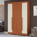 Ver imagem 2 de Guarda Roupa Solteiro 2030240 4 Portas 154 Cm Cinamomo Off White Ripado Armoveis