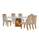 Ver imagem 2 de Sala de Jantar 6 Cad Estofadas Riviera e Mesa com Tampo de Vidro Nuance Cinamomo Yescasa