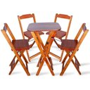 Ver imagem 1 de Conjunto De Bistro Com 4 Cadeiras Dobravel Imbuia Cor: Marrom