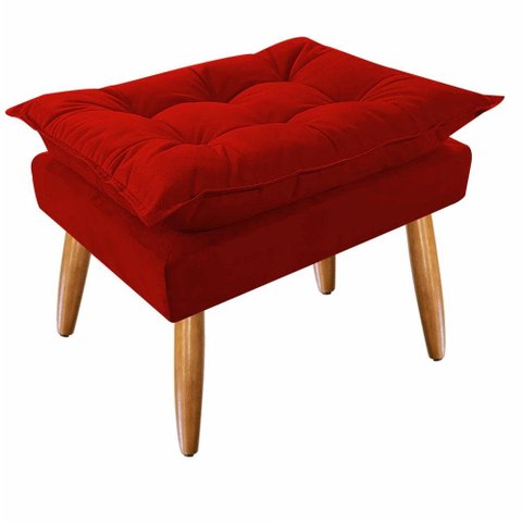 Puff Decorativo Opala Suede Pés Palito - Bela Móveis: Vermelho