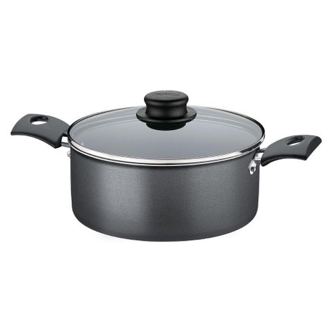 Panela Caçarola Antiaderente com Tampa de Vidro 20 Cm 2,8l Turim Grafite Tramontina