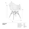 Kit 6 Cadeiras Charles Eames Eiffel Daw com Braços - Base de Madeira Clara - Branco - 7