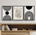 Ver imagem 1 de Kit 3 Quadros Minimalistas Abstratos matisse 45x34cm - com Vidro:madeira Branca