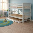 Ver mais imagens de Cama Auxiliar Solteiro Madeira Maciça 715b Branco Lavado Marjori