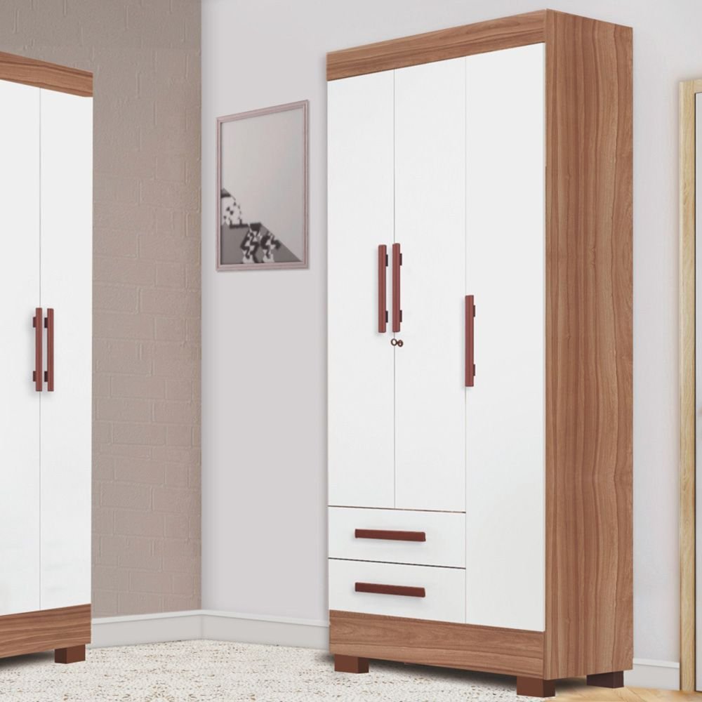 Guarda Roupas Porto Rico Tuboarte New 3 Portas 2 Gavetas 100% em Mdf ...