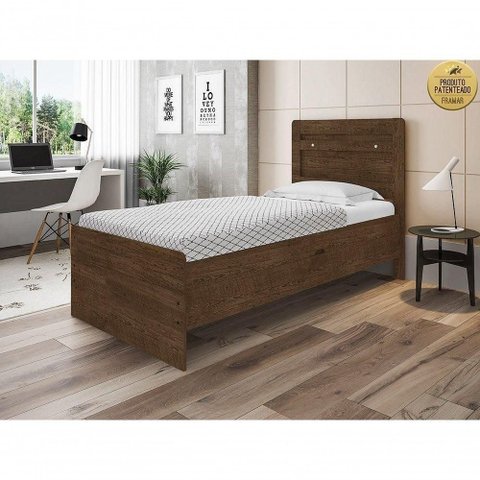 Cama Baú Espaçosa Larissa Solteiro Malbec Framar