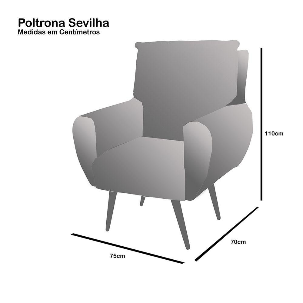 Poltrona Cadeira Decorativa Living Sevilha Veludo Preto - 2