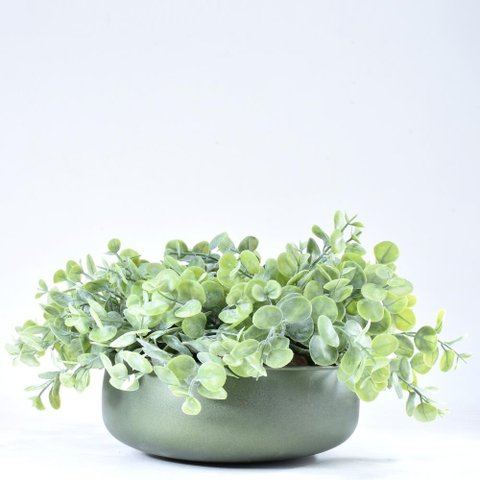 Arranjo de Eucaliptos Artificiais em Vaso Verde Fosco