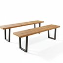 Ver imagem 3 de Kit 2 Bancos 180cm Base em Ferro e Madeira Maciça Livorno Espresso Moveis