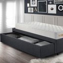 Ver imagem 6 de Base Box Cama Solteiro Sapateira Linho Cinza e Colchão Ecoline D33 Ecoflex 88x188