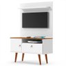Rack com Painel Pequeno Para TV 32 Polegadas 90cm Yan Patrimar Branco/Cumaru - 1