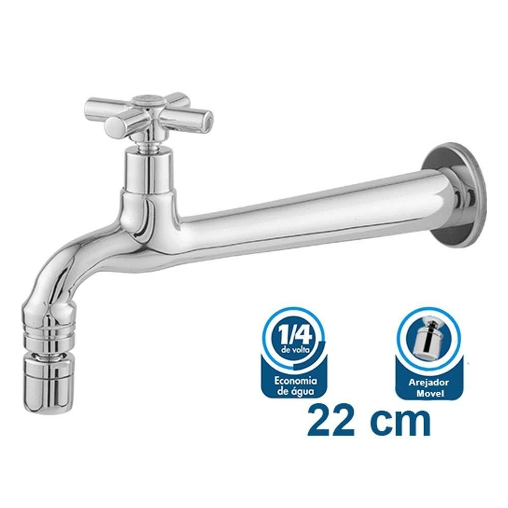 Torneira Para Tanque Longa 22 Centímetros 1/4 De Volta Com Bico Móvel Em Metal Acabamento C31  Casag - 2