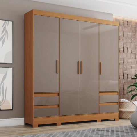 Guarda Roupa Casal 4 Portas 4 Gavetas B383 Briz