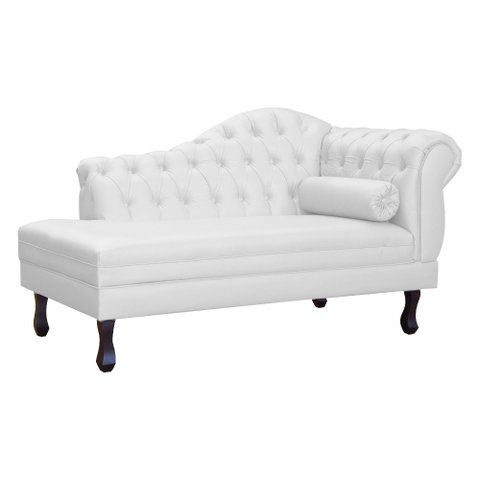 Recamier Divã Larissa Capitonê Lado Esquerdo Corino Cores - S.a Móveis - Branco