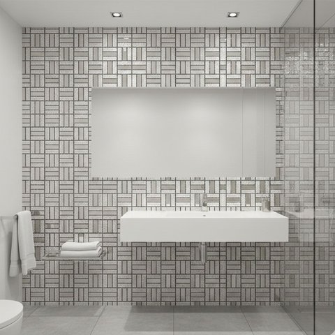 Pastilha De Vidro Adesiva Kit 11 Uni Parede Banheiro Box Sala Decorativa Moderna Reforma Requintado 