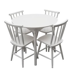 Jogo de Jantar Colonial Brisa Mesa 90 Cm + 04 Cadeiras Branco Rustico - 1
