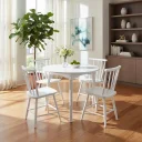 Ver imagem 1 de Jogo de Jantar Colonial Brisa Mesa 90 Cm + 04 Cadeiras Branco Rustico