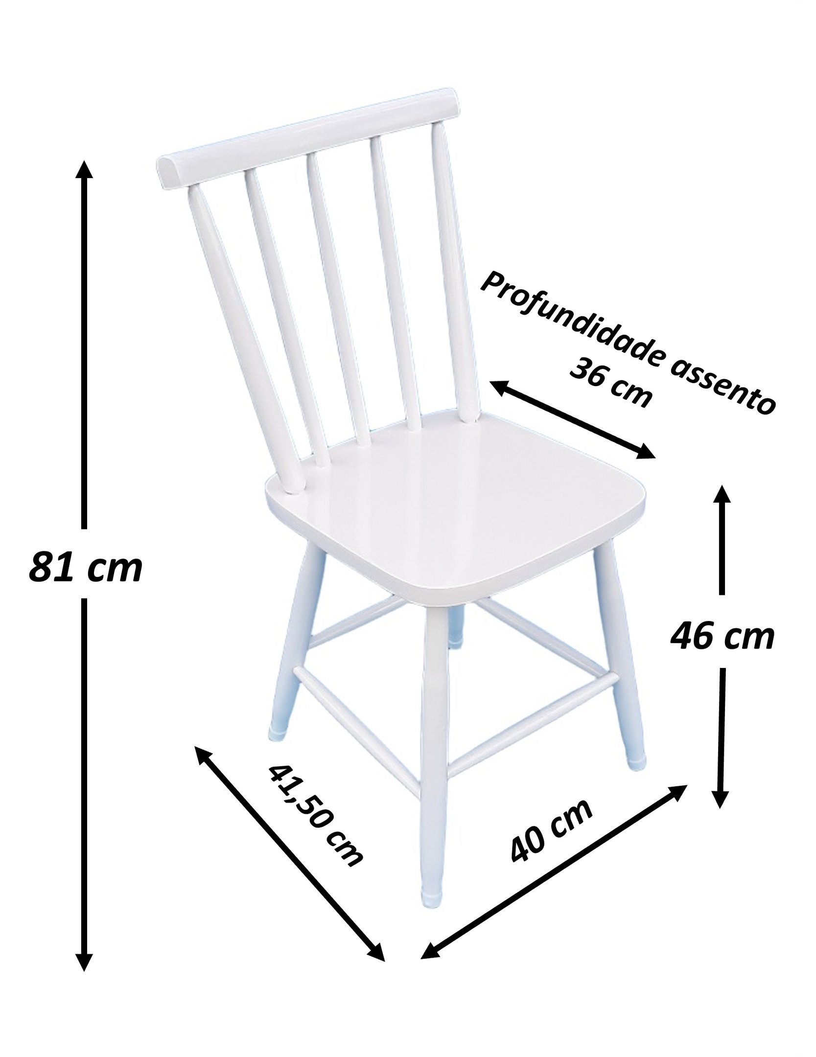 Jogo de Jantar Colonial Brisa Mesa 90 Cm + 04 Cadeiras Branco Rustico - 7