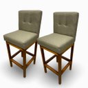 Ver imagem 1 de Kit 02 Banquetas Alta com Encosto Anatomico Tokio Linho Cappuccino - G2home