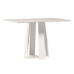 Mesa de Jantar Rubi 120x80 Cm com Vidro Off White – New Ceval - 1