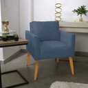 Ver imagem 2 de Poltrona Aline Suede Azul Marinho Pés Palito Castanho - D’Rossi