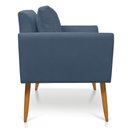 Ver imagem 4 de Poltrona Aline Suede Azul Marinho Pés Palito Castanho - D’Rossi