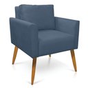 Ver imagem 1 de Poltrona Aline Suede Azul Marinho Pés Palito Castanho - D’Rossi