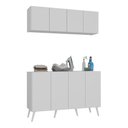 Ver imagem 1 de Conjunto Lavanderia Retrô Multiuso Armário Aéreo e Balcão Mp5053 Branco Branco