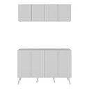 Ver imagem 5 de Conjunto Lavanderia Retrô Multiuso Armário Aéreo e Balcão Mp5053 Branco Branco