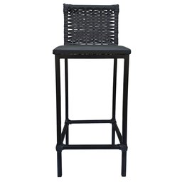Banqueta Turquia Alta Corino Preto com Encosto Junco Cozinha Bancada Gourmet Aço - 4