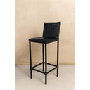 Ver imagem 2 de Banqueta Turquia Alta Corino Preto com Encosto Junco Cozinha Bancada Gourmet Aço