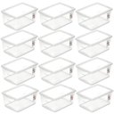 Ver imagem 1 de Kit 12 Caixas Plásticas Cesto Organizador Tampa Click Empilhável 33,5x24cm Ordene