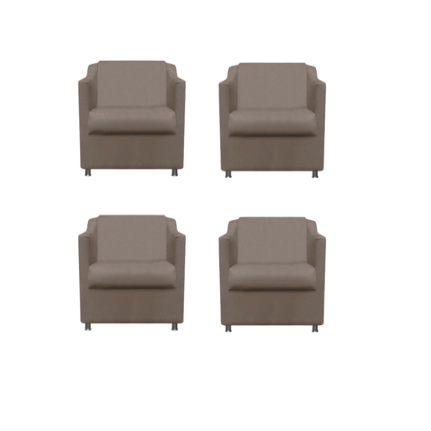 Kit 4 Poltronas Bia Decorativa Reforçada Recepção Clinica Salão Sala de Estar Suede:capuccino