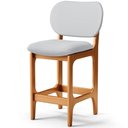 Ver imagem 3 de Kit 04 Banquetas Baixa Bar Cozinha Sala Jantar Fixa Betta L02 Imbuia Linho Cinza - Lyam Decor Banque
